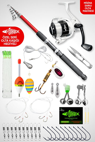 Fishack 35 Parça Tam Takım Olta Seti - 300cm Kamış 40-80GR / 40'lık Makine (Red)