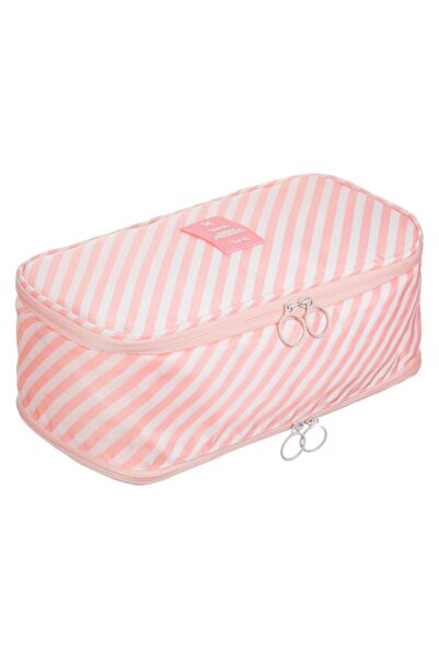 BAMI NETWORK Portfard de calatorie cu 2 compartimente poliester roz 28x15x10cm