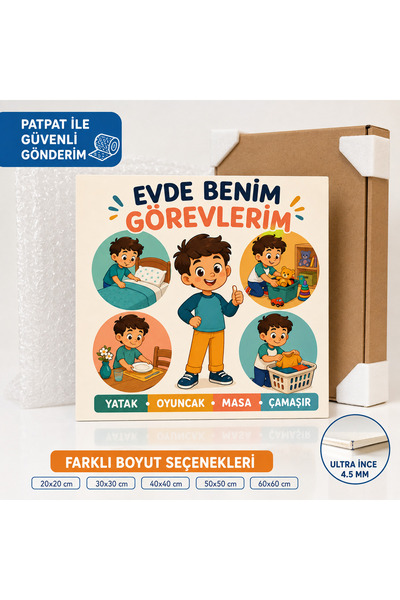 HiperAD Reklam Evde Benim Görevlerim Çocuk Sorumluluk Eğitimi Dekota Tablo, F...