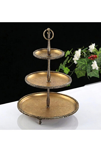 MaviDamla Three-Layer Stainless Steel Presentation Plate 30*22*15 Bronze Color
