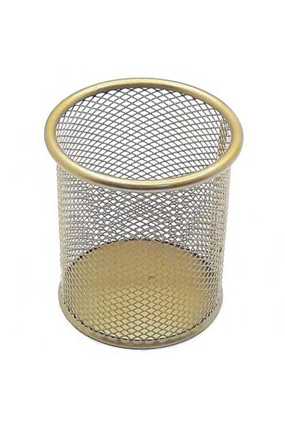 Mas Suport stilou metalic perforat, cilindric, auriu