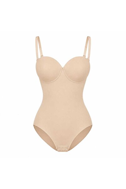 Nevara Women's Body Shaper with Built-In Cups and Adjustable Straps – Nude Be...