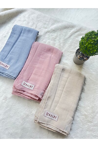 shalby Hijab Plain Cotton Crash Shawl Set of 3