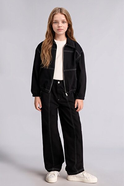 DeFacto 100% Cotton Contrast Stitched Barrel Fit Flexible Banded Leg Gabardin...