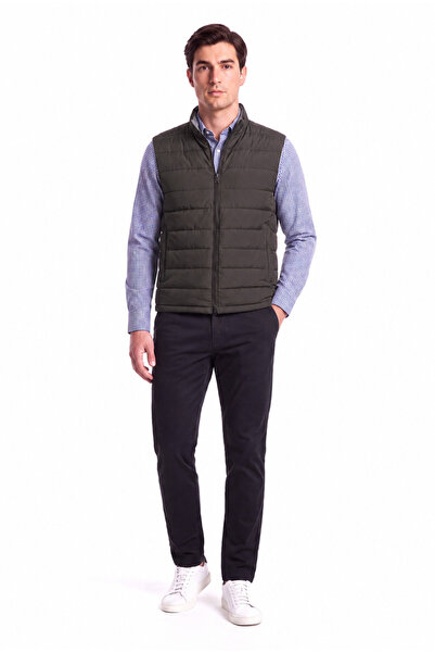 PAUL&SHARK Men's Regular Cut Stand Collar Quilted Brown Vest