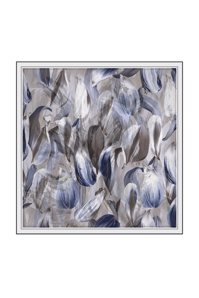 Bursa İpek Indigo Whisper Pattern Organic Scarf