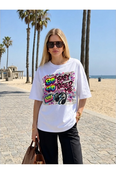 Generic Brand 80's Baby 90's Raised Me Retro Design,back to school,women's t-...