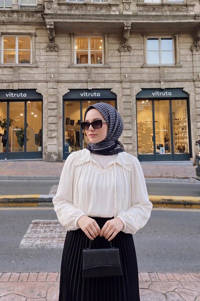 Silk Home Olinda İpek Eşarp Herringbone Siyah