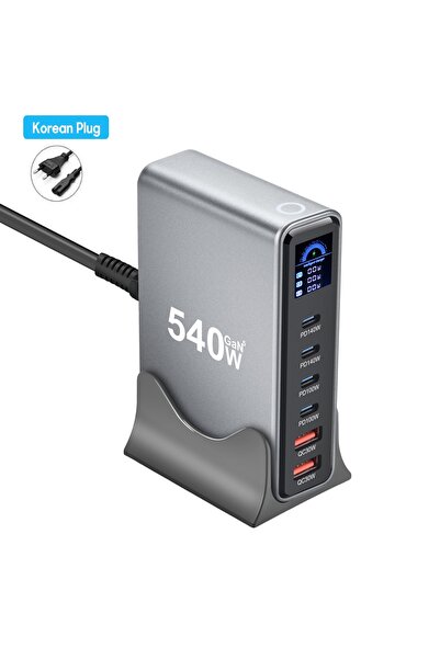 Choice3 KR 540W Multi-Port GaN Desktop Charger with LCD Screen | 140W PD3.1 F...