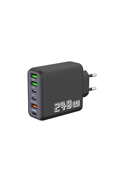 Choice1 EU black 240W GaN Fast Charger, 6-Port USB C Wall Charger PD 3.0 QC 3...