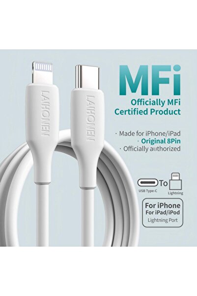 Choice1 1m WHITE USB-C to Lightning Cable, MFi Certified Charger with Power D...