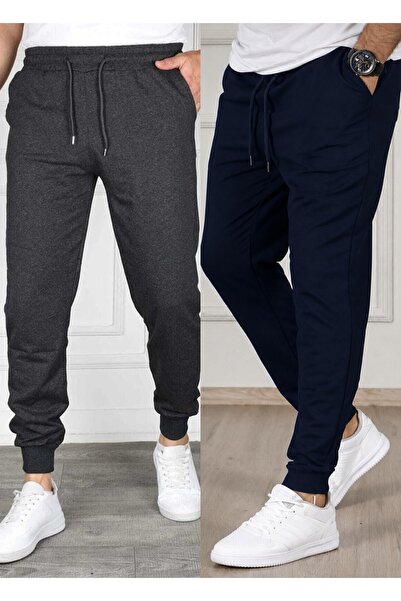 TORUK MAKTO Set of 2 Unisex Ribbed Leg Sweatpants Jogger Comfortable Fit Dail...