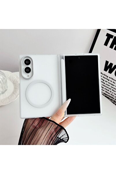 Choice10 Galaxy Z Fold 8 White Luxury Frosted Translucent Magnetic Phone Case...