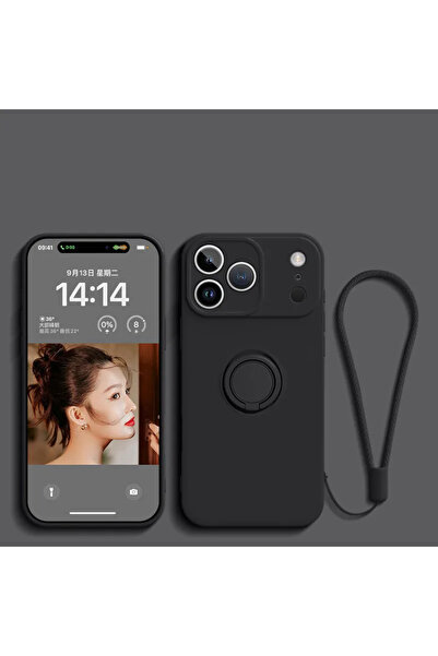 Choice52 iPhone17 Pro black Liquid Silicone Ring Stand Magnetic Case for iPho...