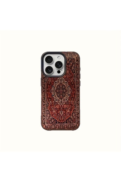 Choice19 iPhone 16 Pro black 1Pc Retro Red Patterned Carpet Lychee Pattern An...