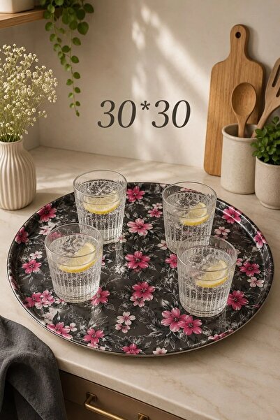 Raneel Kazançlı Alışveriş Melamine Non-Slip Round Tray 30*30