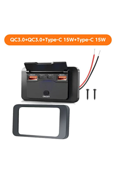 Choice1 15W 4-Port Car Charger Socket Adapter With Switch 12V/24V PD QC3.0 Fa...
