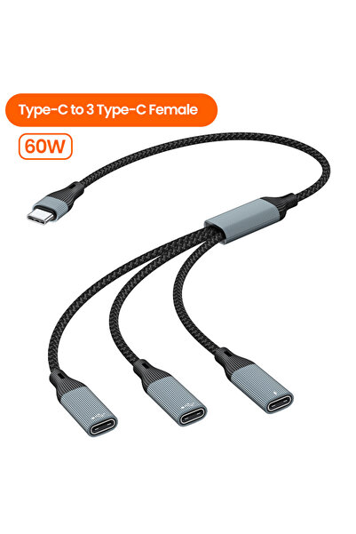 Choice1 3 Type-C Female 3 in 1 Type C HUB USB/USB C to 3Type C/2C 1USB Splitt...