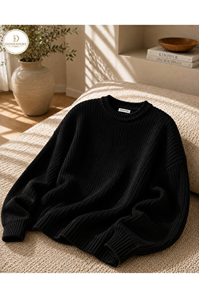 DepoExport Women's Premium Oversize Soft Crew Neck Knitwear Sweater