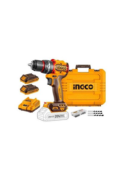 Ingco CIDLI20668 20V Brushless Impact Drill, 66Nm Torque, 13mm Metal Chuck, 2-Speed, LED Light
