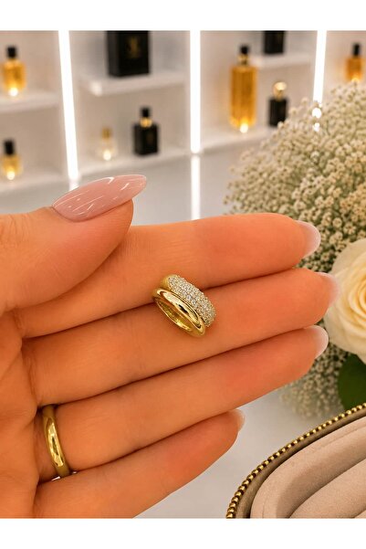 BY YASİN TOPÇU Gold Renk Taşlı Çift Sıralı Ear Cuff