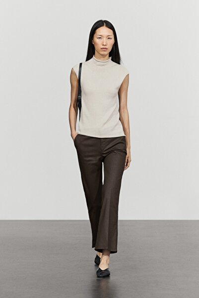 Massimo Dutti Kaplamalı çan kesim crop pantolon