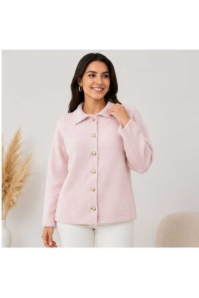 ASEZ BUTİK ZERAFETİN ADRESİ Asez Butik Kadın Peluş Dokulu Yakalı Düğmeli Trik...