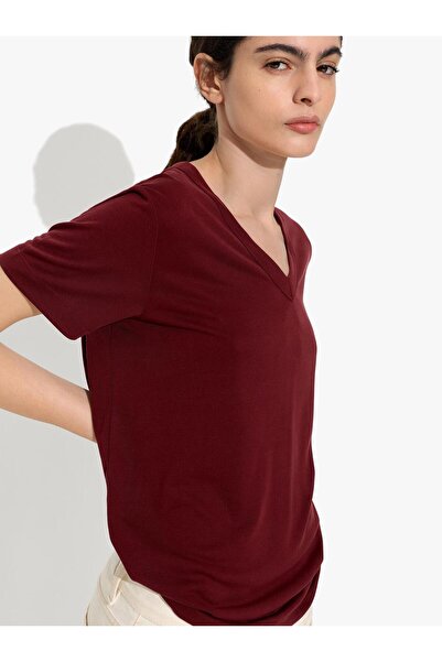 PARFOIS Kadın V Yaka T-Shirt