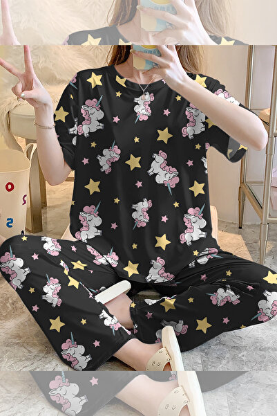 kuzey homewear Σετ πιτζάμες με κοντό μανίκι Unicorn Supersoft Basic Single Je...