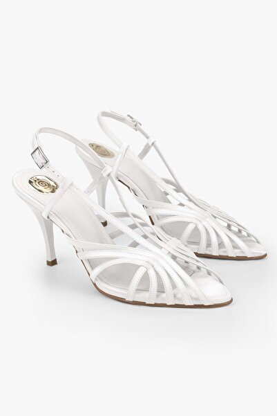 Shoeberry Women's Aliva White Satin Heeled Shoes