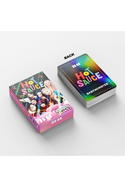 Kpop Dünyasi BABYMONSTER '' Hot Souce '' Çift Yön Baskılı Hologramlı / Lomo Card Seti (60 Pcs)