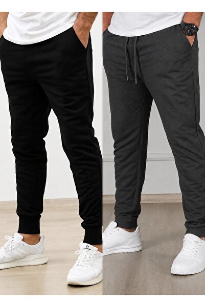 TORUK MAKTO Set of 2 Unisex Ribbed Leg Sweatpants Jogger Comfortable Fit Dail...