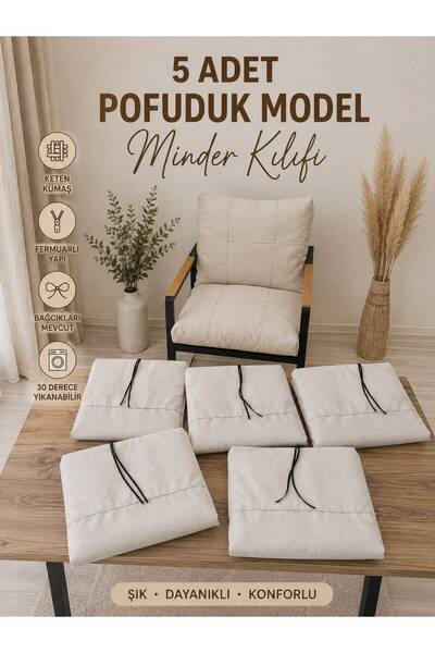 HouseART 5 Adet , Pofuduk Model , Minder Kılıfı ,Koruyucu Kılıf , Bahçe,Balko...