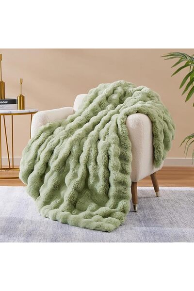 GENERAL بطانية فاخرة ناعمة من الفرو الصناعي من CozyBloom للأريكة، بطانية زخرف...