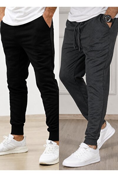 TORUK MAKTO Set de 2 pantaloni de trening unisex cu tiv cu nervuri Jogger, cu...