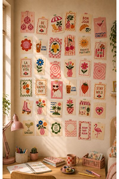 LABELOVE Retro Summer Poster Kart Seti 36 Adet 10x15cm Çerçevesiz Kalın Kuşe ...