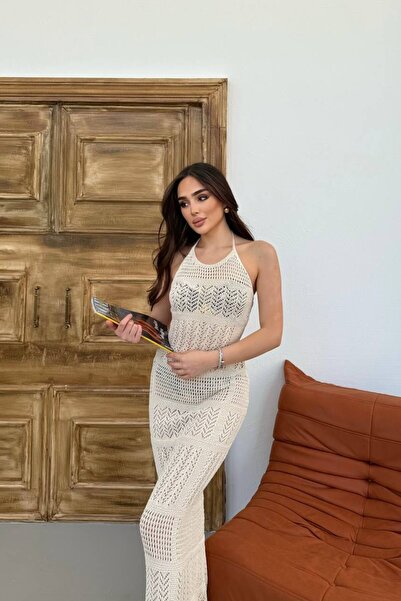 OLSAMODA ملابس شاطئ نسائية من نوع بيكيني توب، فستان شاطئ ماكسي منسوج بفتحات و...