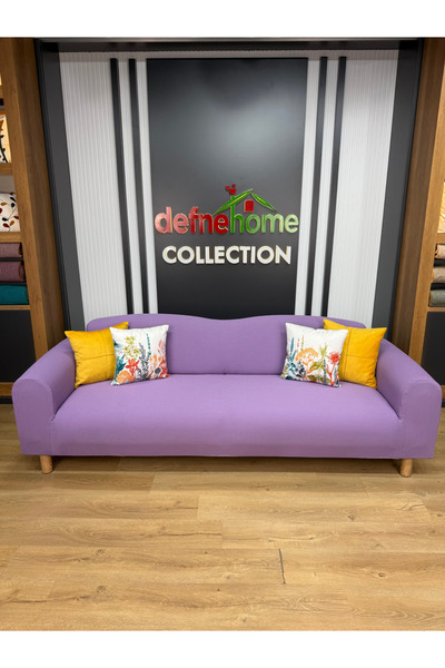 Defne Home Premium Vera Kumaş 3 Kişilik 1 Adet Koltuk Örtüsü VERA-16 (Lila)