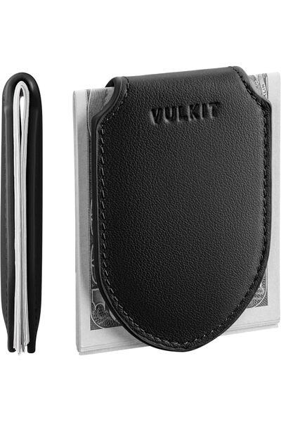 VULKIT Magnetic Money Clip Genuine Leather Streamline Design, Top Grain Leath...