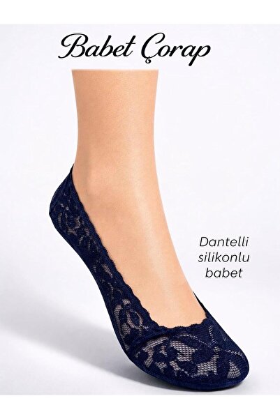 Tarzbabetcorap Dantelli Silikonlu 3 lü set Babet Çorap