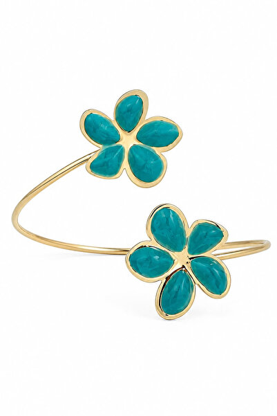 Jaida Moda Women's Gold Color Compression Enamel Flower Figured Arm Pazu Brac...
