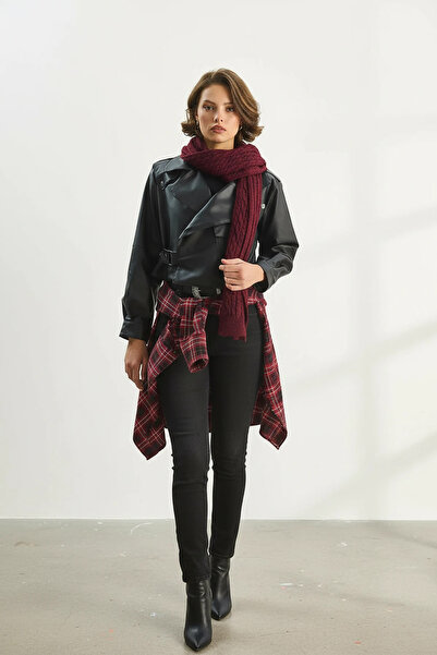 Efnaz style Women's Oversized Crop Black Jacket with Wide Pockets and Belt De...