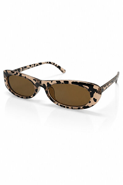 Wonna Women's Leopard Patterned Brown Glass Oval Sunglasses – Retro Vintage M...
