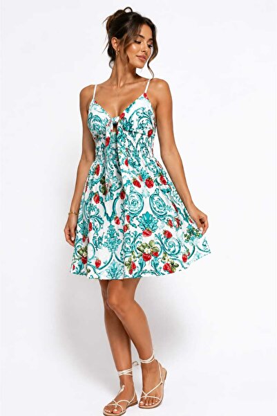 Generic Brand Rochie stil capri cu capsuni