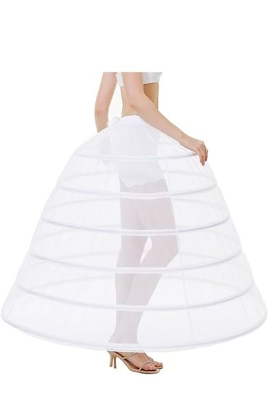 Dotail Crinolină lungă pentru femei, 6 cercuri, lungime 105 cm, diametru 118 ...