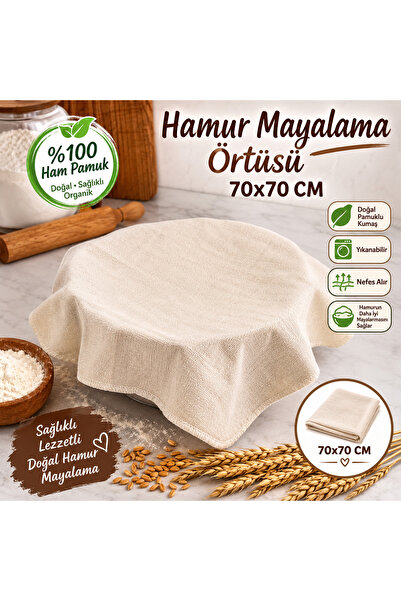 Magiclady 70x70 cm Pamuk Yıkanabilir Hamur Mayalama Örtüsü – Doğal Pamuklu Ek...
