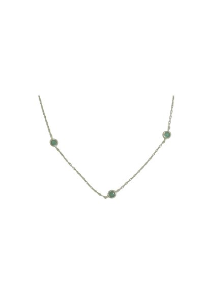OEM Aσημένιο κολιέ με πράσινα ζιργκόν silver925.EC1393