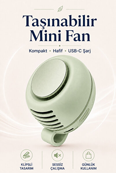 MİNUZ Taşınabilir Klipsli Mini Fan - 3 Kademeli Hız Ayarlı, Sessiz Motorlu, U...