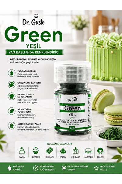 Dr. Gusto Green Yeşil Yağ Bazlı Toz Gıda Renklendirici 7 G