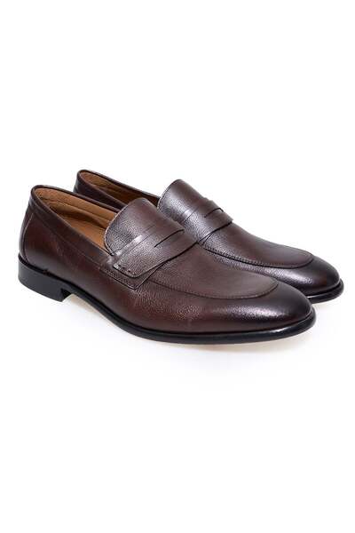 FRANCO CALVANI Brown Laceless Genuine Leather Men's Shoes